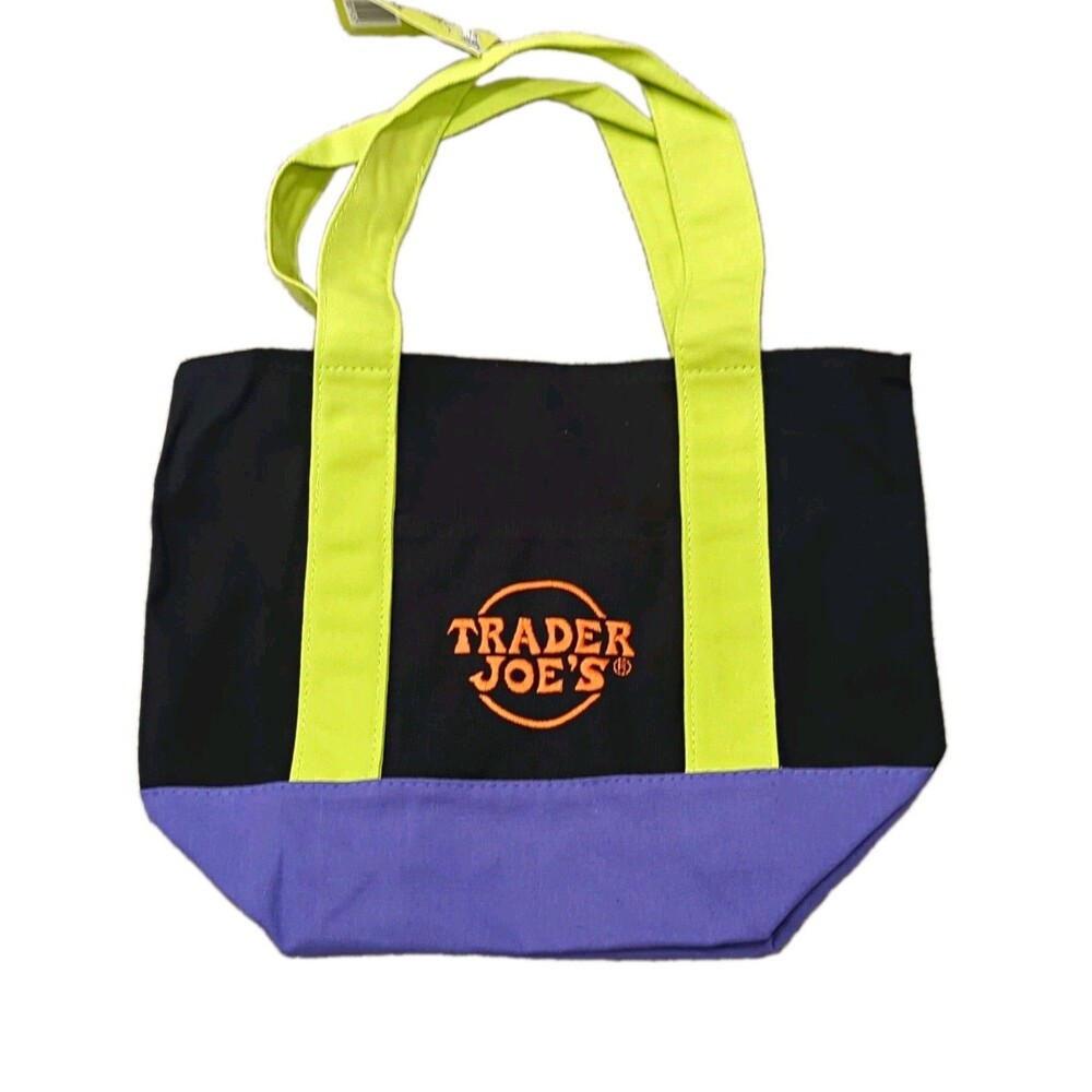 NEW Trader Joe's Trick or Treat Canvas Tote Bag Reusable Colorblock